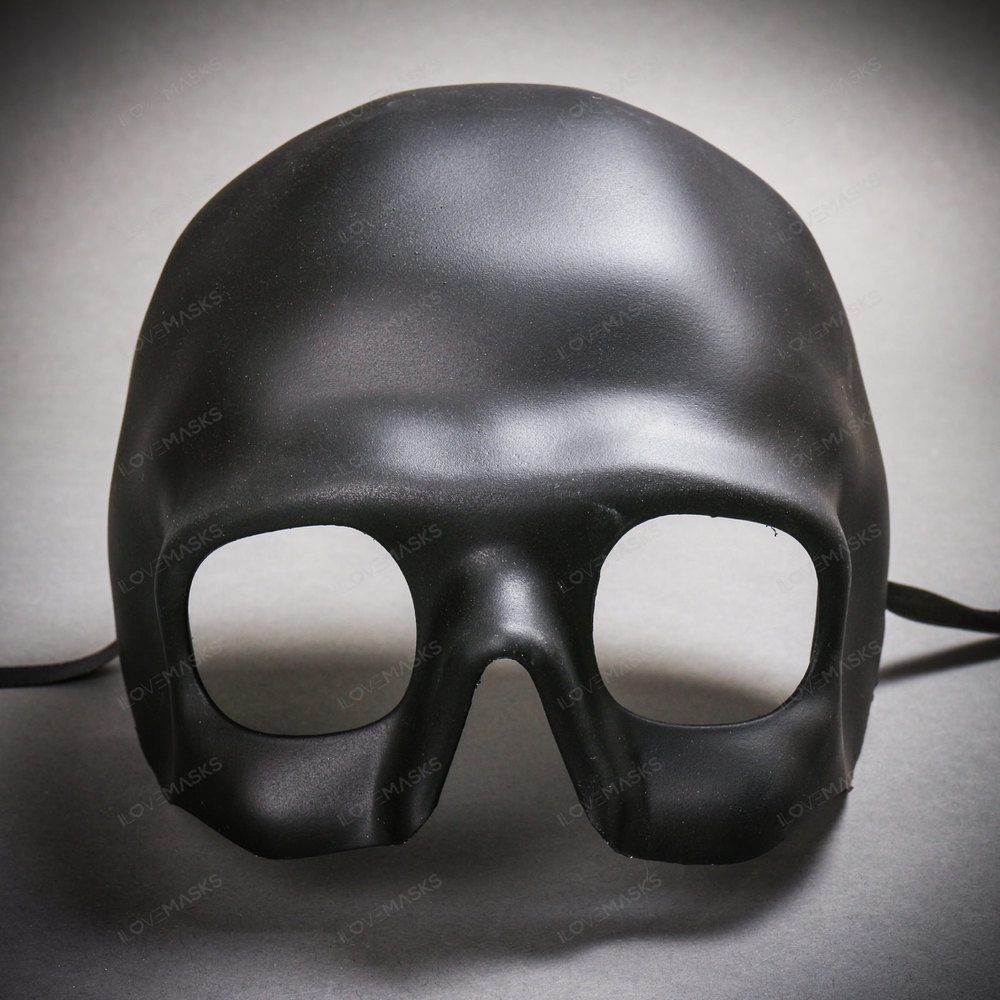 Halloween Skull Half Face Mask Masquerade Day of the Dead - Black